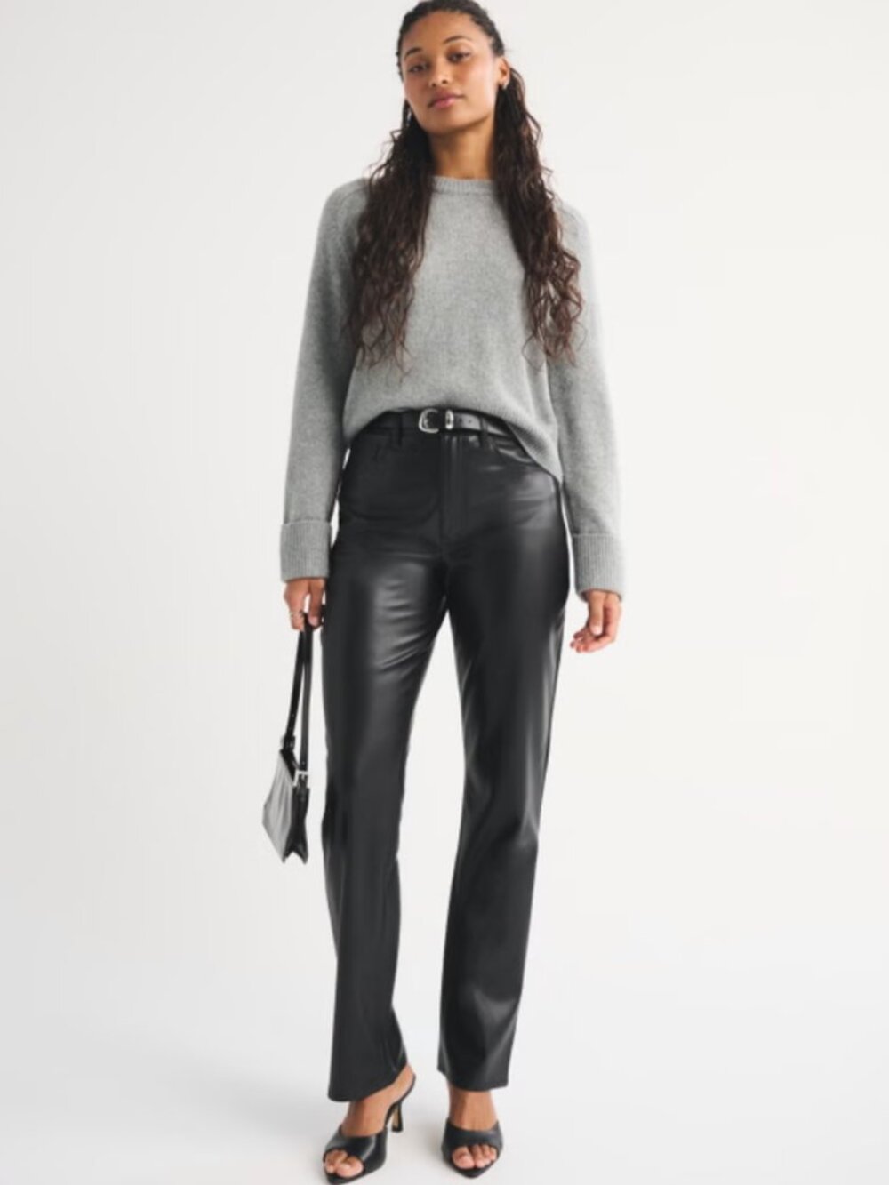 Abercrombie Curve Love High Rise 90s Straight Vegan Leather Pant (Never Worn)